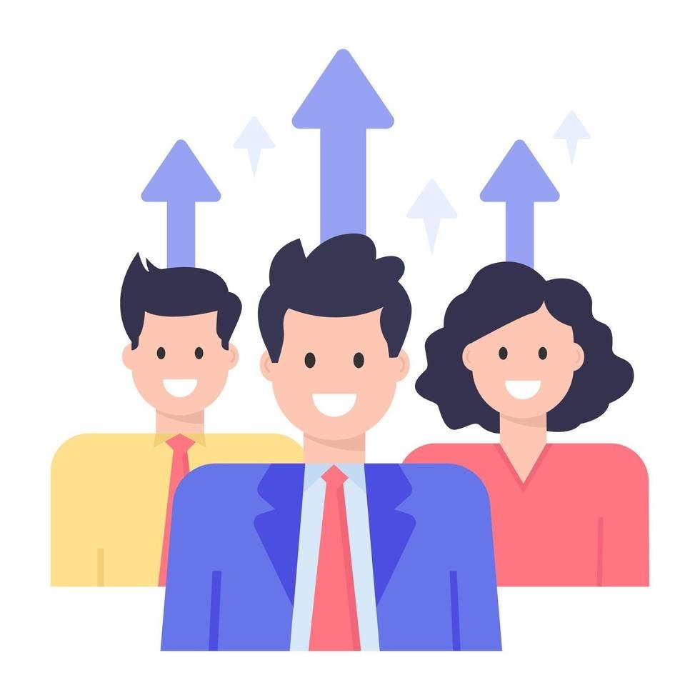 Team of employees with arrows pointing upward, symbolizing internal mobility and career progression