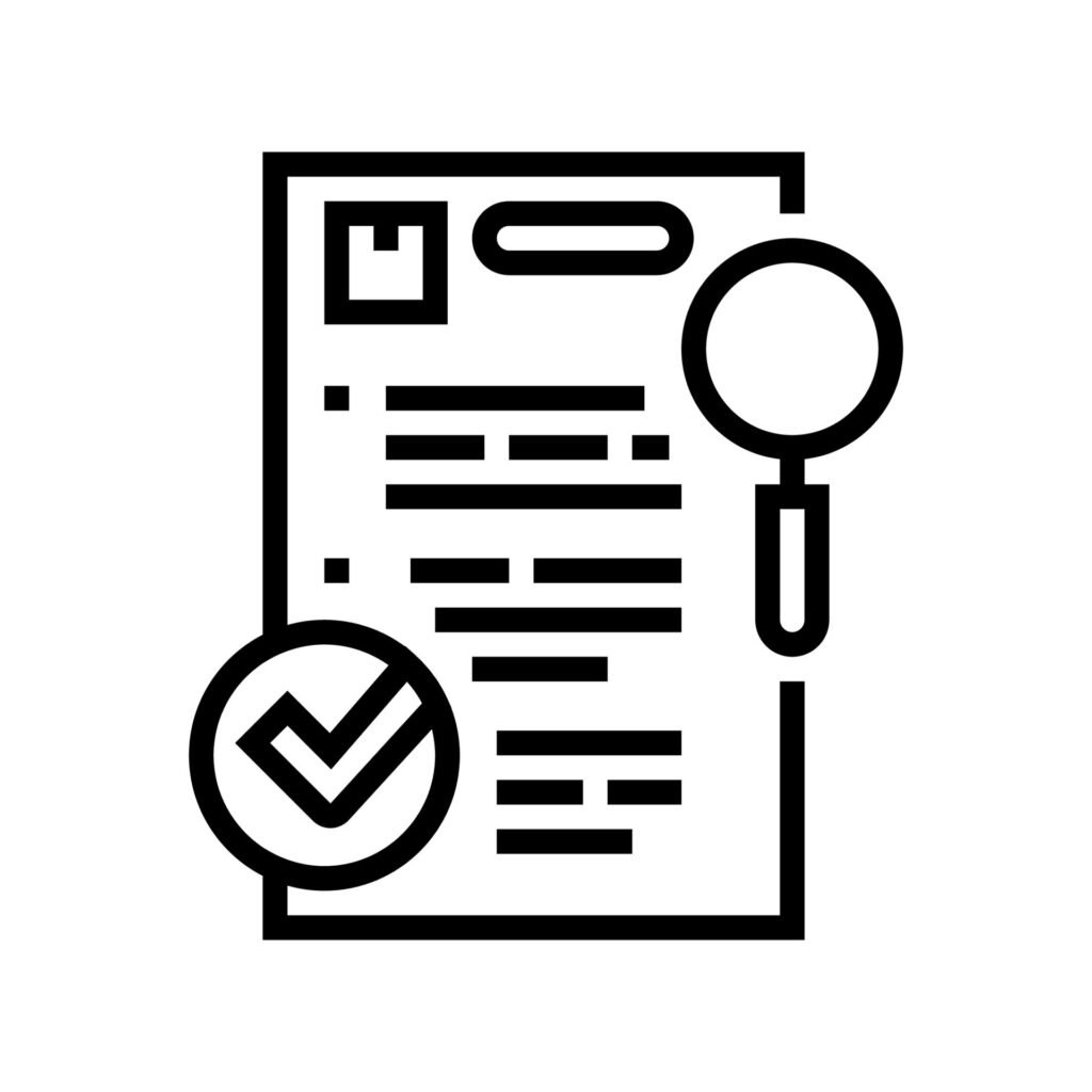 Job Requisition illustration showing document under review with magnifying glass and checkmark.