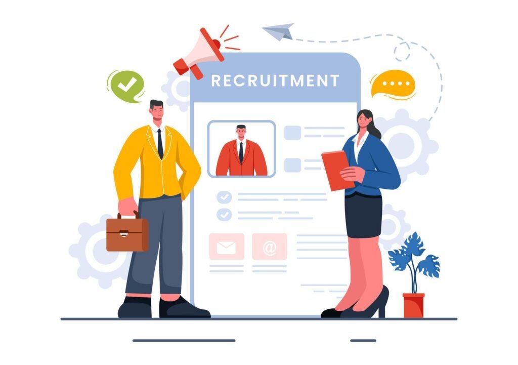 A colorful, engaging scene of collaborative candidate selection, perfect for conversion and pipeline health sections.